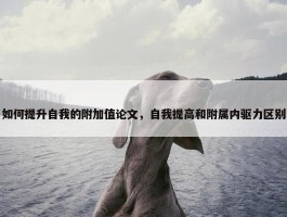 如何提升自我的附加值论文，自我提高和附属内驱力区别