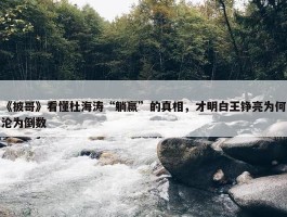 《披哥》看懂杜海涛“躺赢”的真相，才明白王铮亮为何沦为倒数