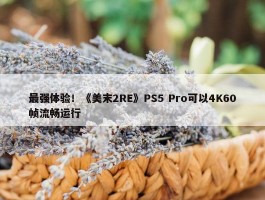 最强体验！《美末2RE》PS5 Pro可以4K60帧流畅运行