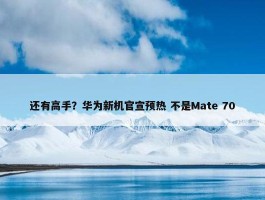 还有高手？华为新机官宣预热 不是Mate 70