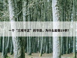 一个“三观不正”的节目，为什么能做19季？