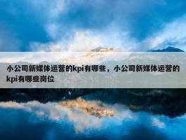 小公司新媒体运营的kpi有哪些，小公司新媒体运营的kpi有哪些岗位