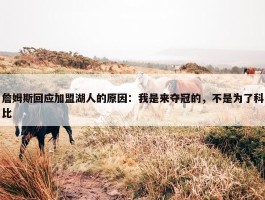 詹姆斯回应加盟湖人的原因：我是来夺冠的，不是为了科比