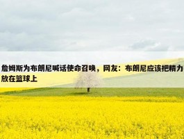 詹姆斯为布朗尼喊话使命召唤，网友：布朗尼应该把精力放在篮球上