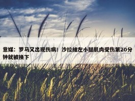 意媒：罗马又出现伤病！沙拉维左小腿肌肉受伤第20分钟就被换下