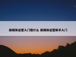 新媒体运营入门做什么 新媒体运营新手入门