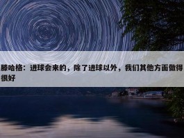 滕哈格：进球会来的，除了进球以外，我们其他方面做得很好