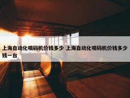 上海自动化喷码机价钱多少 上海自动化喷码机价钱多少钱一台