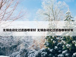 无锡自动化过滤器哪家好 无锡自动化过滤器哪家好些