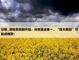 任敏_张晚意新剧开播，收视直逼第一，“四大原因”可能成爆款！