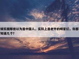 娱乐圈那些以为是中国人，实际上是老外的明星们，你都知道几个？