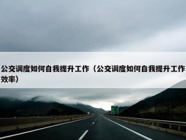 公交调度如何自我提升工作（公交调度如何自我提升工作效率）