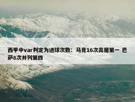 西甲中var判定为进球次数：马竞16次高居第一 巴萨8次并列第四