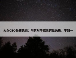 大众CEO最新表态：与其对华搞惩罚性关税，不如…