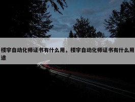 楼宇自动化师证书有什么用，楼宇自动化师证书有什么用途