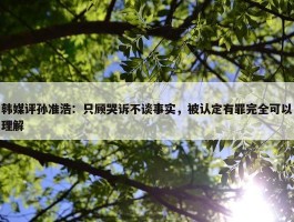 韩媒评孙准浩：只顾哭诉不谈事实，被认定有罪完全可以理解