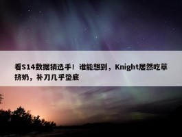 看S14数据猜选手！谁能想到，Knight居然吃草挤奶，补刀几乎垫底