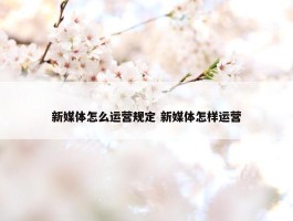 新媒体怎么运营规定 新媒体怎样运营