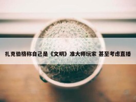 扎克伯格称自己是《文明》准大师玩家 甚至考虑直播