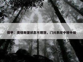 德甲：奥格斯堡状态不理想，门兴表现中规中矩