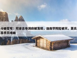 斗破苍穹：陀舍古帝洞府被发现，迦南学院险被灭，萧炎出手灭魂幽