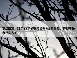 梦幻西游：玩了15年的账号被别人3天拿走，怀疑不是自己实名的