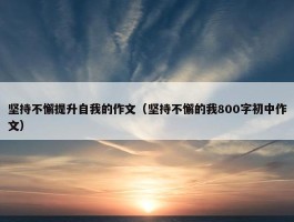 坚持不懈提升自我的作文（坚持不懈的我800字初中作文）