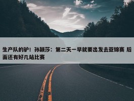 生产队的驴！孙颖莎：第二天一早就要出发去亚锦赛 后面还有好几站比赛