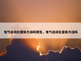 电气自动化要体力活吗男生，电气自动化是体力活吗