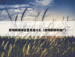 游戏新媒体运营员是什么（游戏新媒体推广）