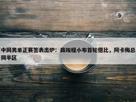 中网男单正赛签表出炉：商竣程小布首轮德比，阿卡梅总同半区