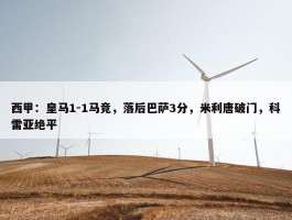 西甲：皇马1-1马竞，落后巴萨3分，米利唐破门，科雷亚绝平