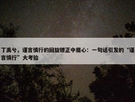 丁禹兮，谨言慎行的回旋镖正中眉心：一句话引发的“谨言慎行”大考验