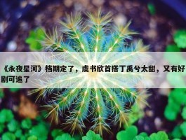 《永夜星河》档期定了，虞书欣首搭丁禹兮太甜，又有好剧可追了