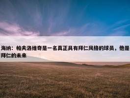 海纳：帕夫洛维奇是一名真正具有拜仁风格的球员，他是拜仁的未来