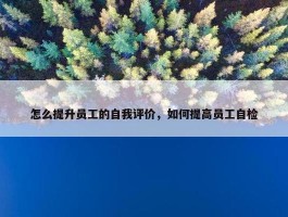 怎么提升员工的自我评价，如何提高员工自检