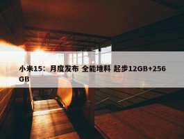 小米15：月度发布 全能堆料 起步12GB+256GB