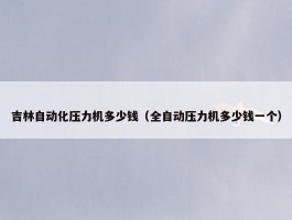 吉林自动化压力机多少钱（全自动压力机多少钱一个）