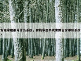 智能家居都分什么系统，智能家居系统主要包含哪些系统?