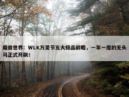 魔兽世界：WLK万圣节五大极品前瞻，一年一度的无头马正式开刷！