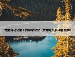 甘肃自动化加工找哪家企业（甘肃电气自动化招聘）