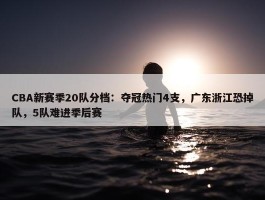 CBA新赛季20队分档：夺冠热门4支，广东浙江恐掉队，5队难进季后赛