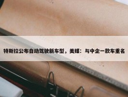 特斯拉公布自动驾驶新车型，美媒：与中企一款车重名