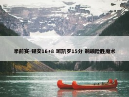 季前赛-锡安16+8 班凯罗15分 鹈鹕险胜魔术