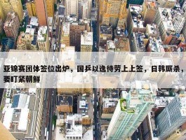 亚锦赛团体签位出炉，国乒以逸待劳上上签，日韩厮杀，要盯紧朝鲜