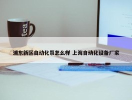 浦东新区自动化泵怎么样 上海自动化设备厂家