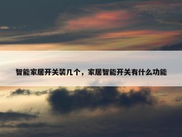 智能家居开关装几个，家居智能开关有什么功能