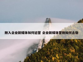 刚入企业新媒体如何运营 企业新媒体营销如何去做