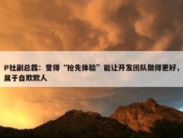 P社副总裁：觉得“抢先体验”能让开发团队做得更好，属于自欺欺人