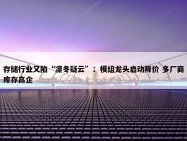 存储行业又陷“凛冬疑云”：模组龙头启动降价 多厂商库存高企